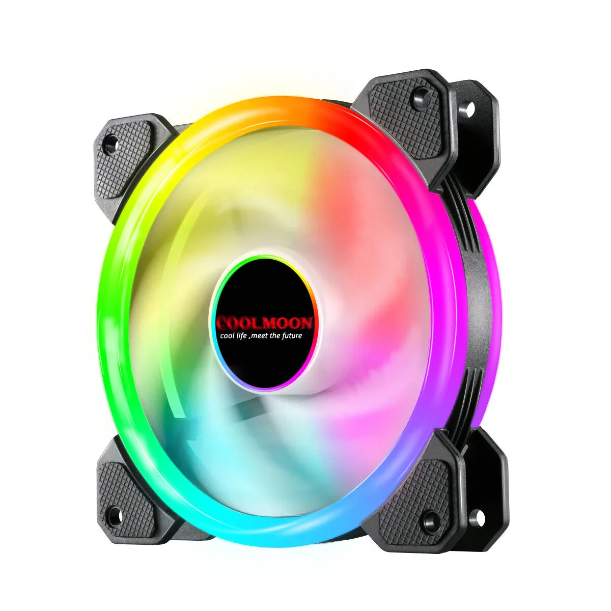 120mm Computer PC Cooler Cooling Fan RGB LED Multicolor-mode Quiet Chassis Fan With Controller