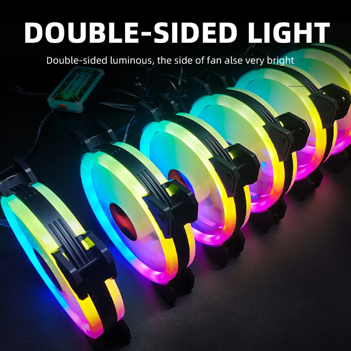 120mm Computer PC Cooler Cooling Fan RGB LED Multicolor-mode Quiet Chassis Fan With Controller