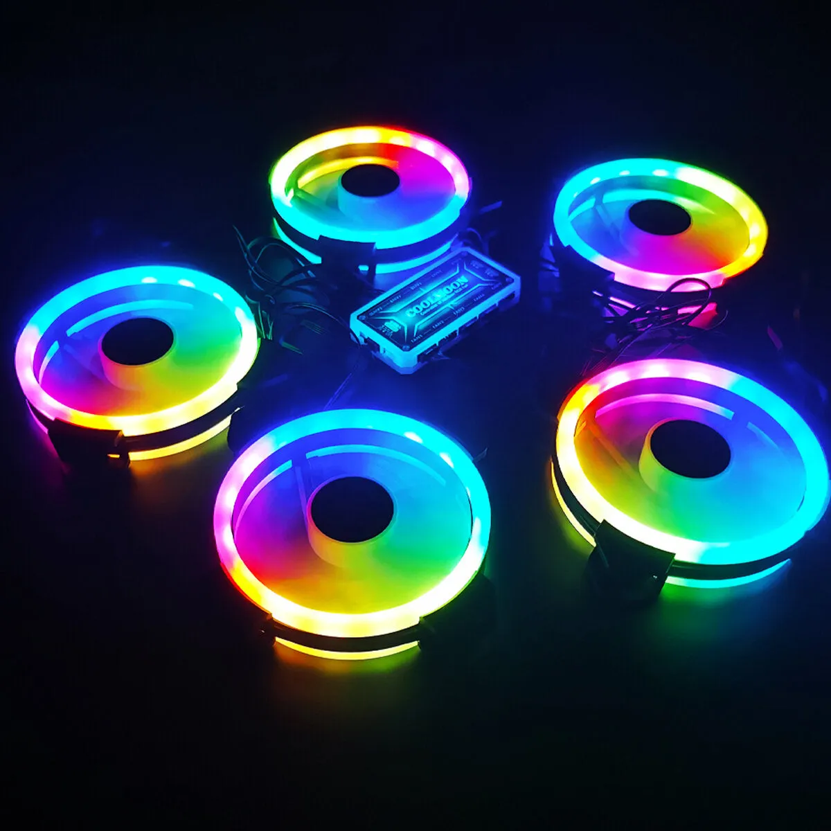 120mm Computer PC Cooler Cooling Fan RGB LED Multicolor-mode Quiet Chassis Fan With Controller