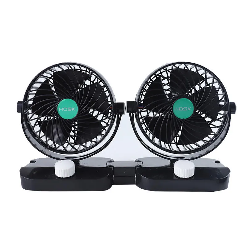 12V 24V 6 Inch 5 Blades GM Big Truck Car Fan Single Double Shaking Head Non-USB Electric Fan Wind Cooler