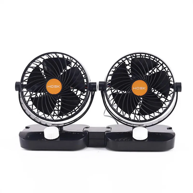 12V 24V 6 Inch 5 Blades GM Big Truck Car Fan Single Double Shaking Head Non-USB Electric Fan Wind Cooler