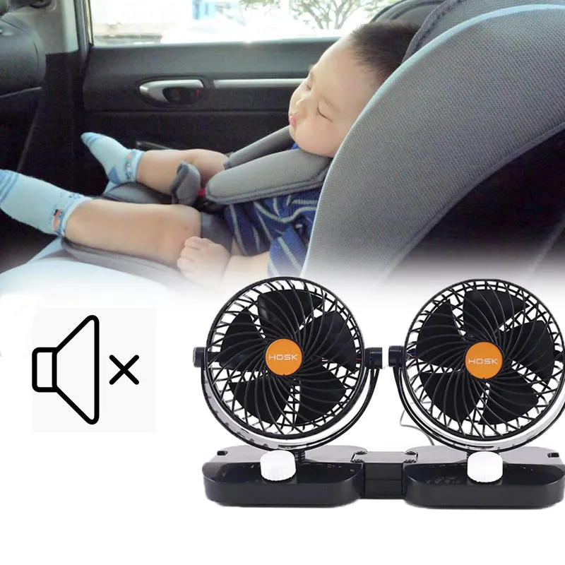 12V 24V 6 Inch 5 Blades GM Big Truck Car Fan Single Double Shaking Head Non-USB Electric Fan Wind Cooler