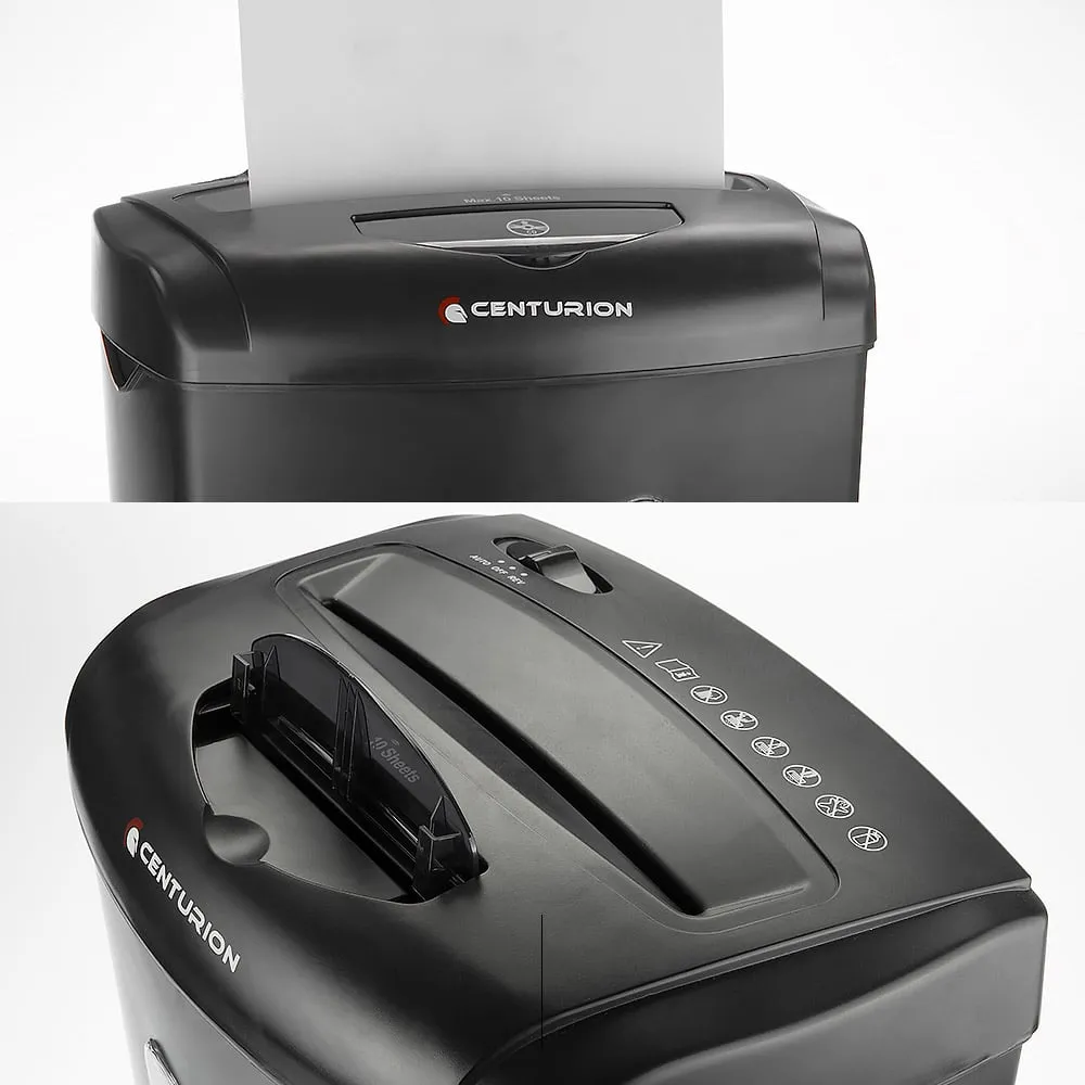 21L Cross-Cut Shredder, 10 Sheets, CDs, Credit Cards - Centurion