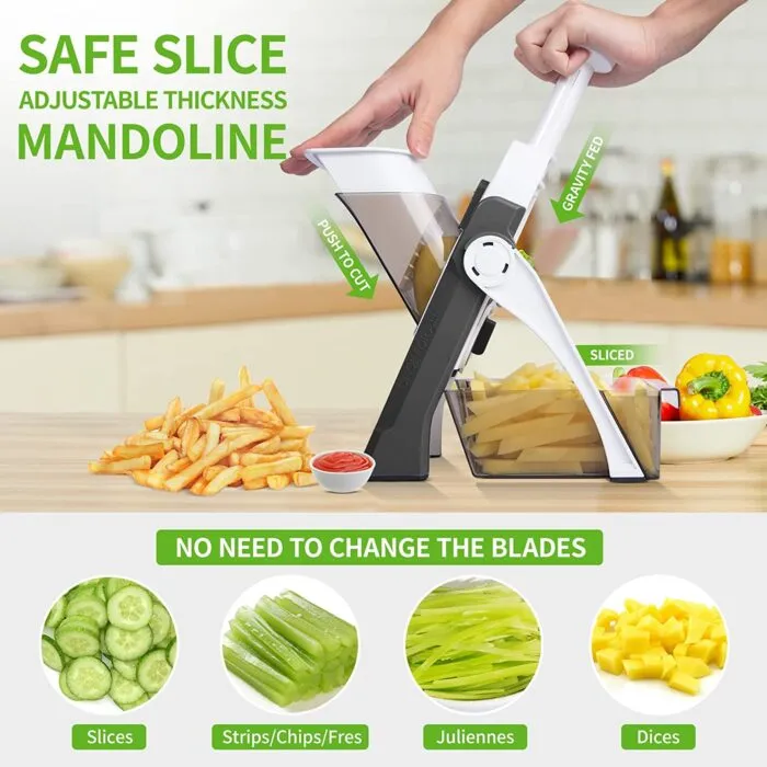 4 In 1 Mandoline Adjustable Vegetable & Fruit Spring Slicer Cutter