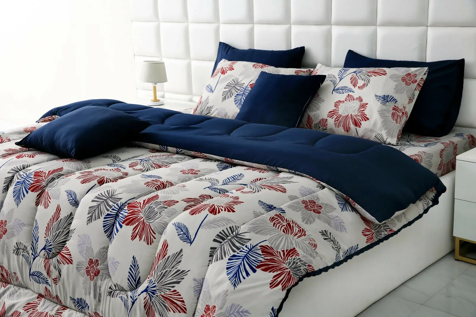 5 PCs Single Comforter Set-15189Cherry Blossom