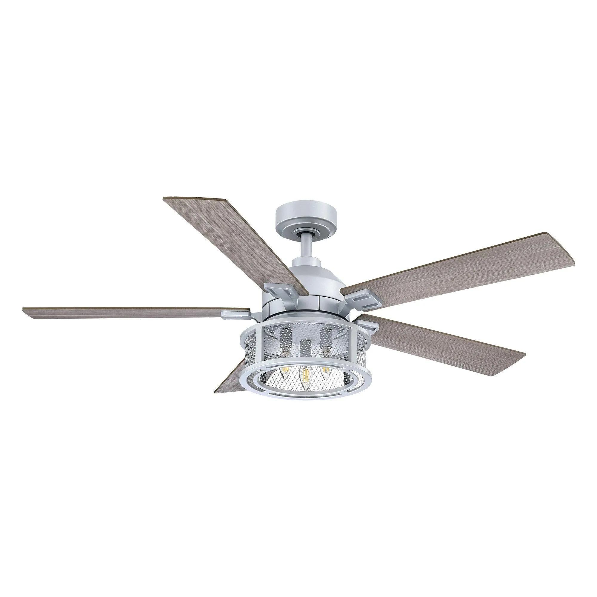 52" Lucknow Industrial Black Reversible Ceiling Fan with Lighting and Remote Control