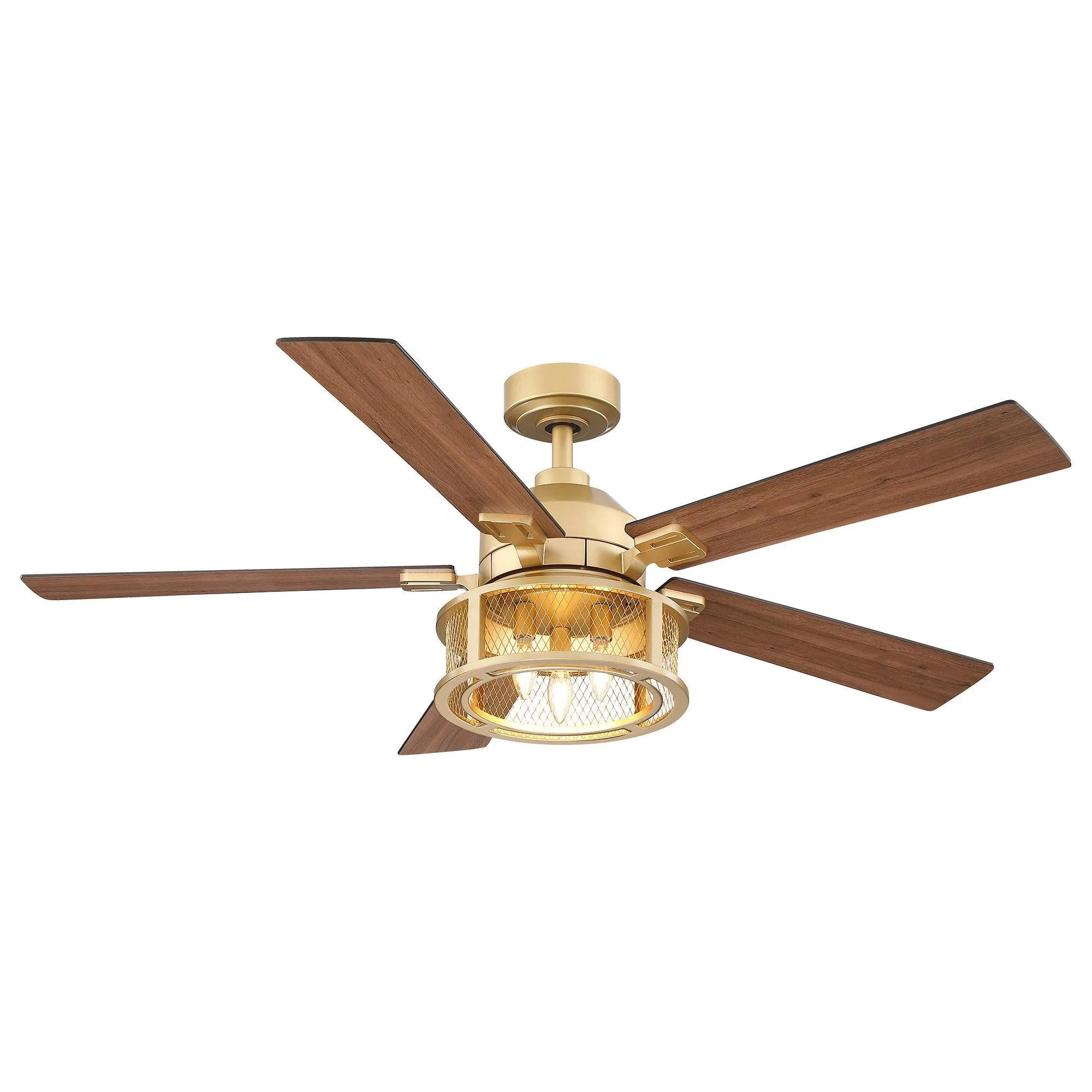 52" Lucknow Industrial Black Reversible Ceiling Fan with Lighting and Remote Control