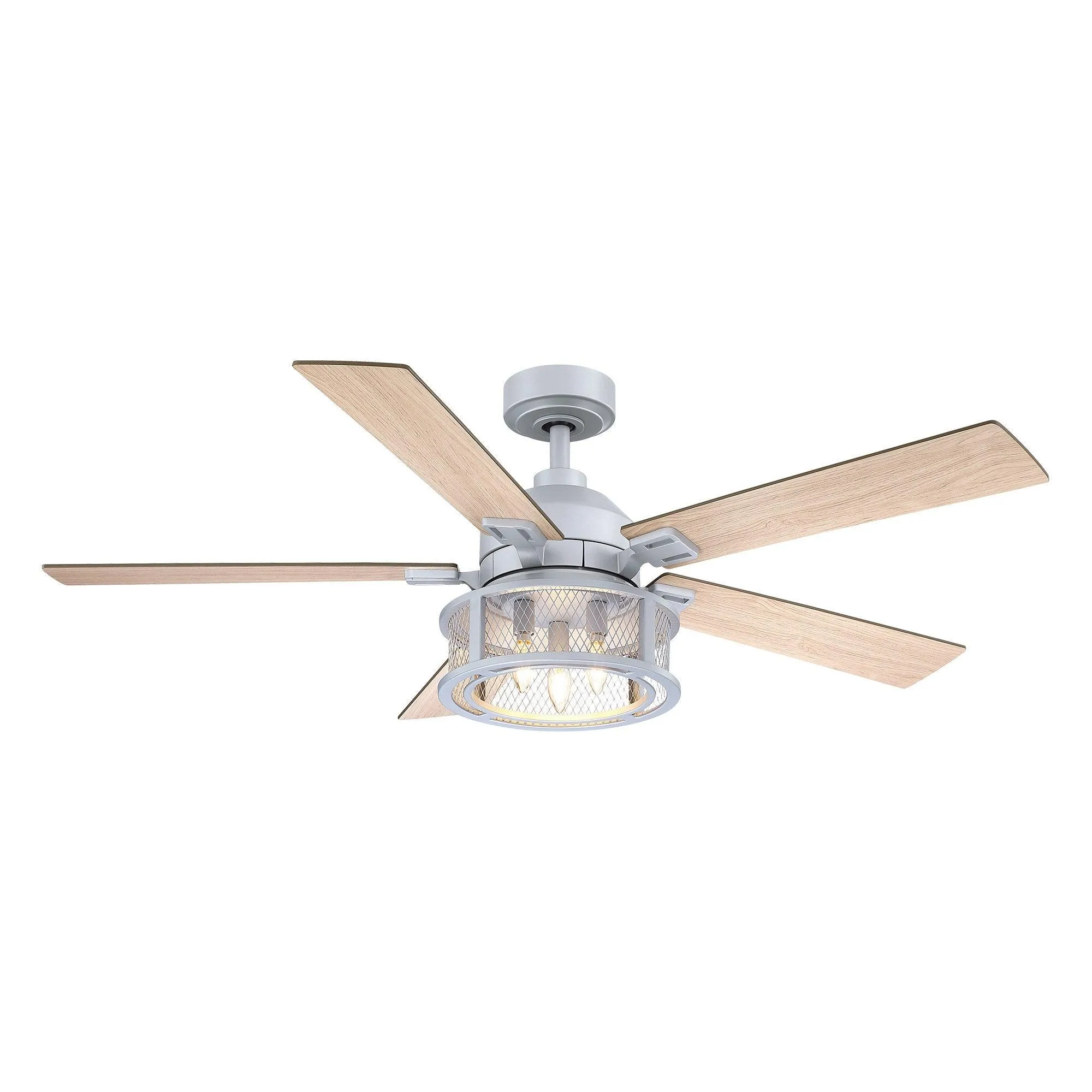 52" Lucknow Industrial Black Reversible Ceiling Fan with Lighting and Remote Control