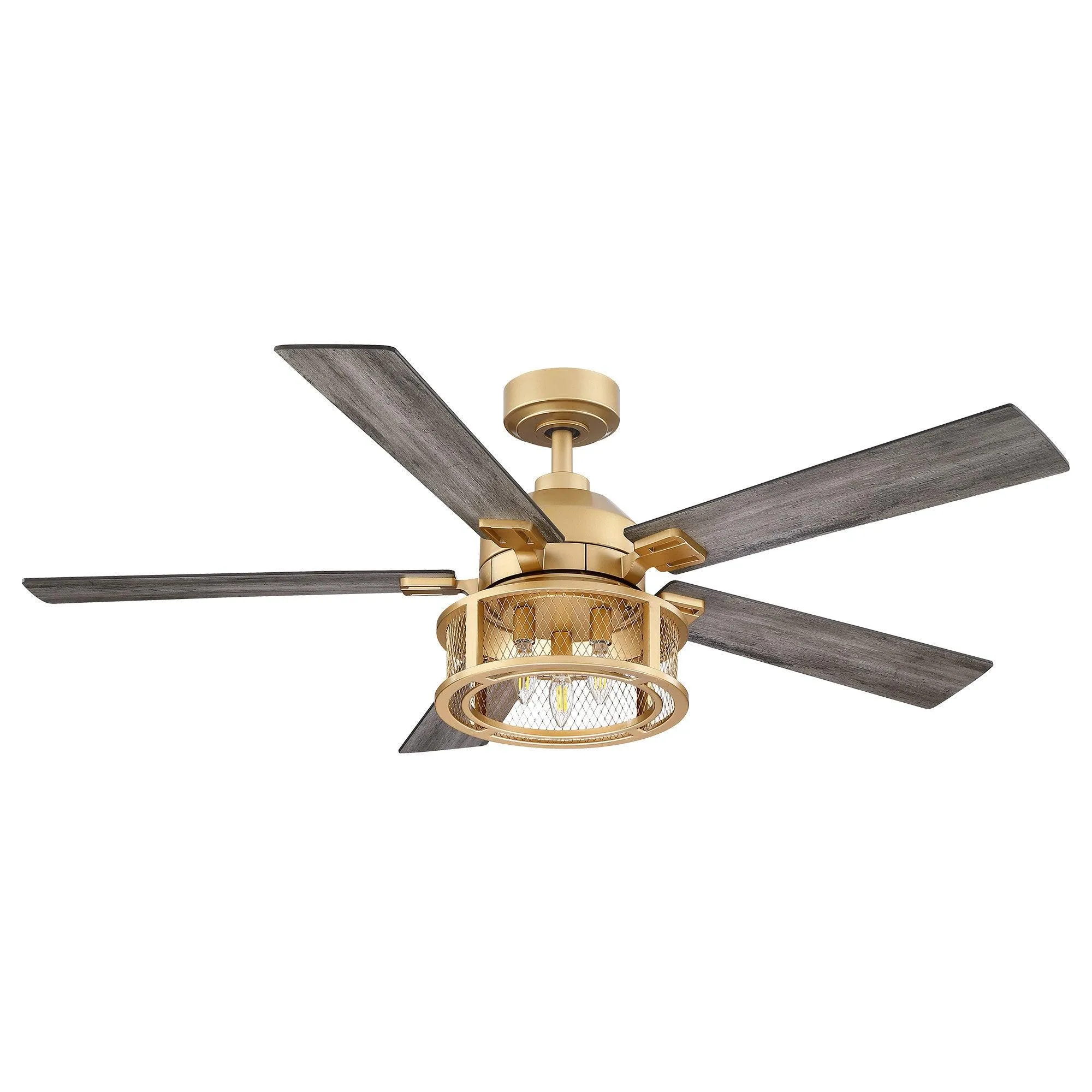 52" Lucknow Industrial Black Reversible Ceiling Fan with Lighting and Remote Control