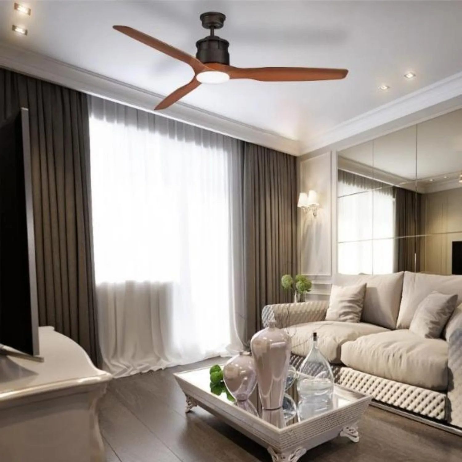 60" Governor AC Ceiling Fan Old Bronze, Titanium, White with Light MGF1533 Martec Lighting