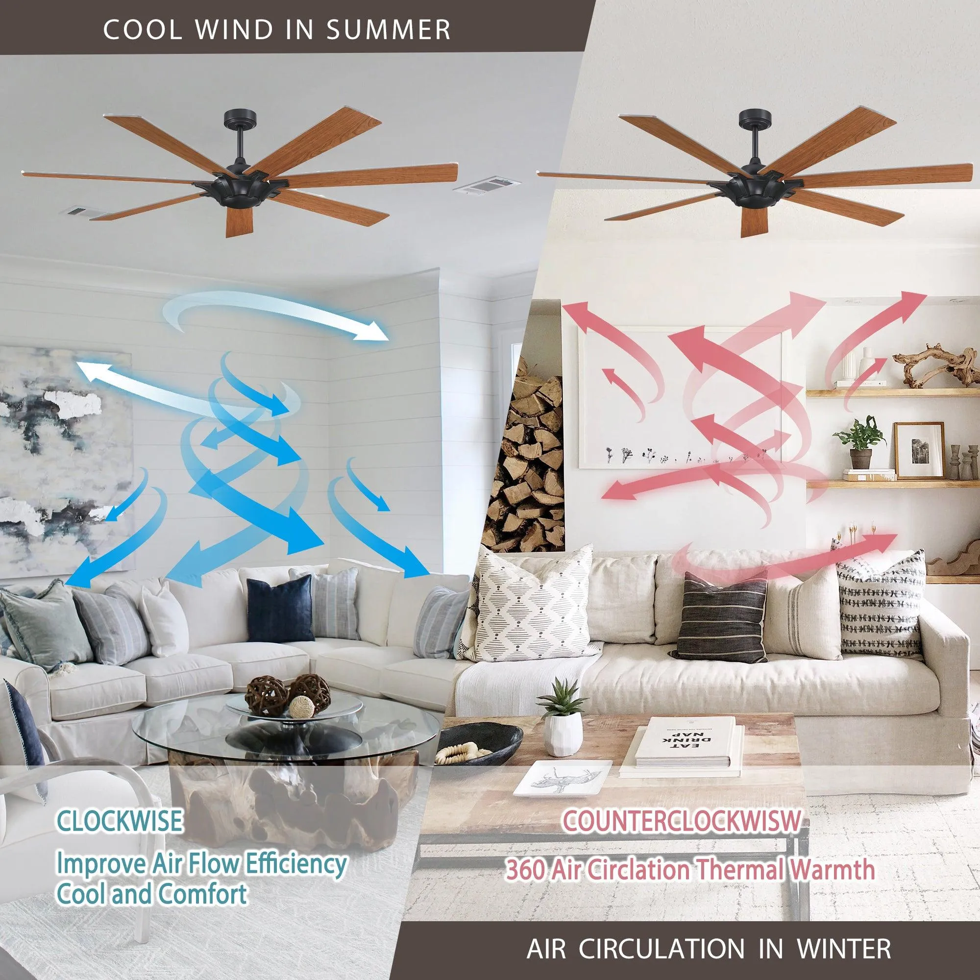 72" Farmhouse DC Motor Brushed Nickel Downrod Mount Reversible Ceiling Fan with Remote Control