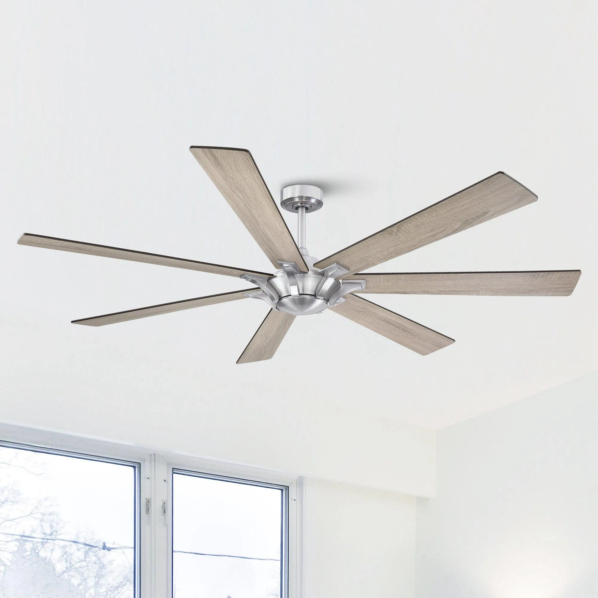 72" Farmhouse DC Motor Brushed Nickel Downrod Mount Reversible Ceiling Fan with Remote Control