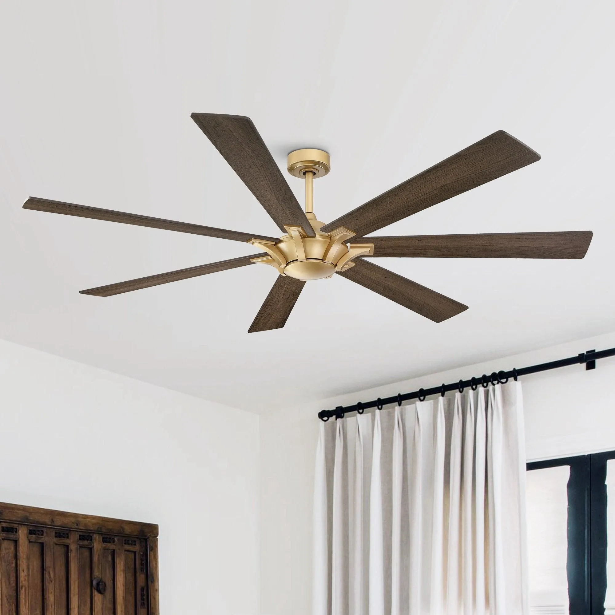 72" Farmhouse DC Motor Brushed Nickel Downrod Mount Reversible Ceiling Fan with Remote Control