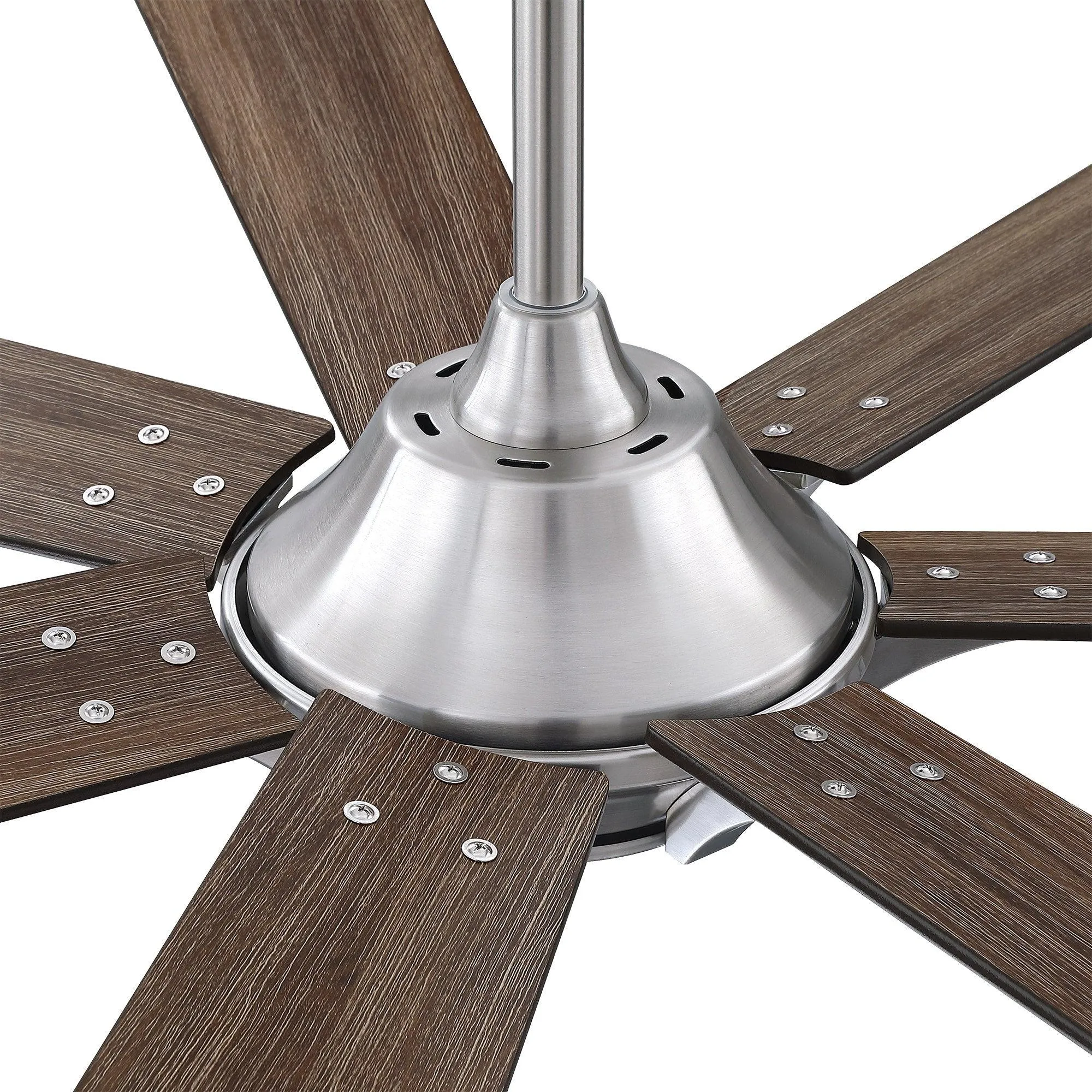 72" Farmhouse DC Motor Brushed Nickel Downrod Mount Reversible Ceiling Fan with Remote Control