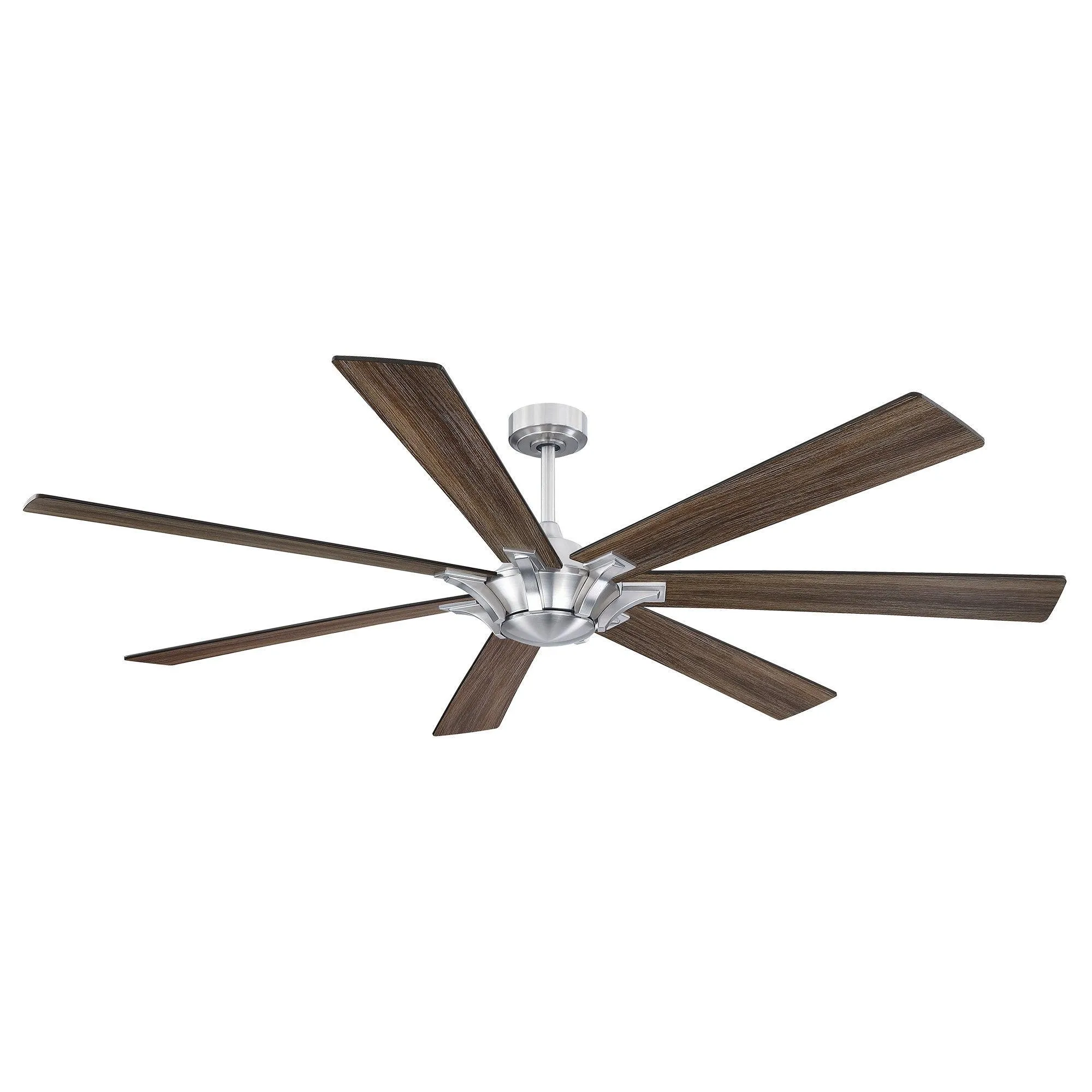 72" Farmhouse DC Motor Brushed Nickel Downrod Mount Reversible Ceiling Fan with Remote Control