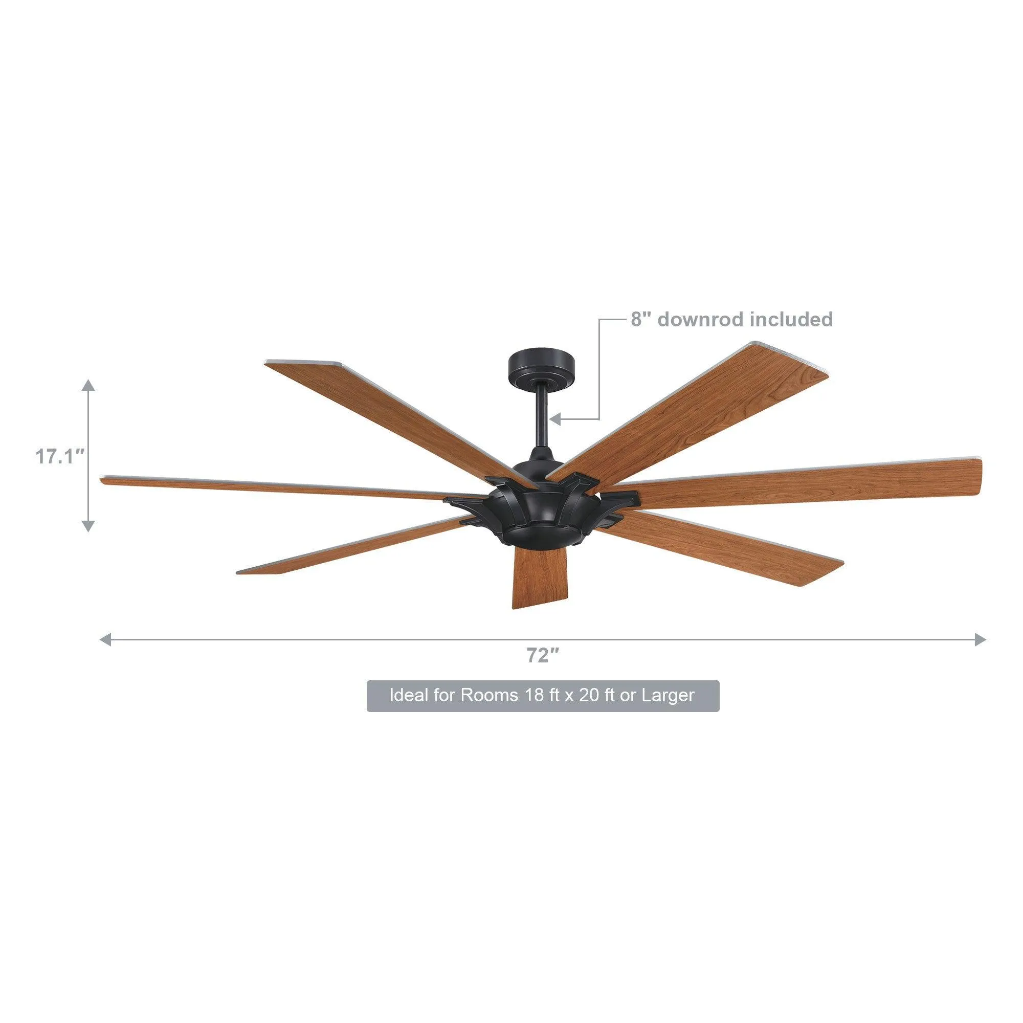 72" Farmhouse DC Motor Brushed Nickel Downrod Mount Reversible Ceiling Fan with Remote Control