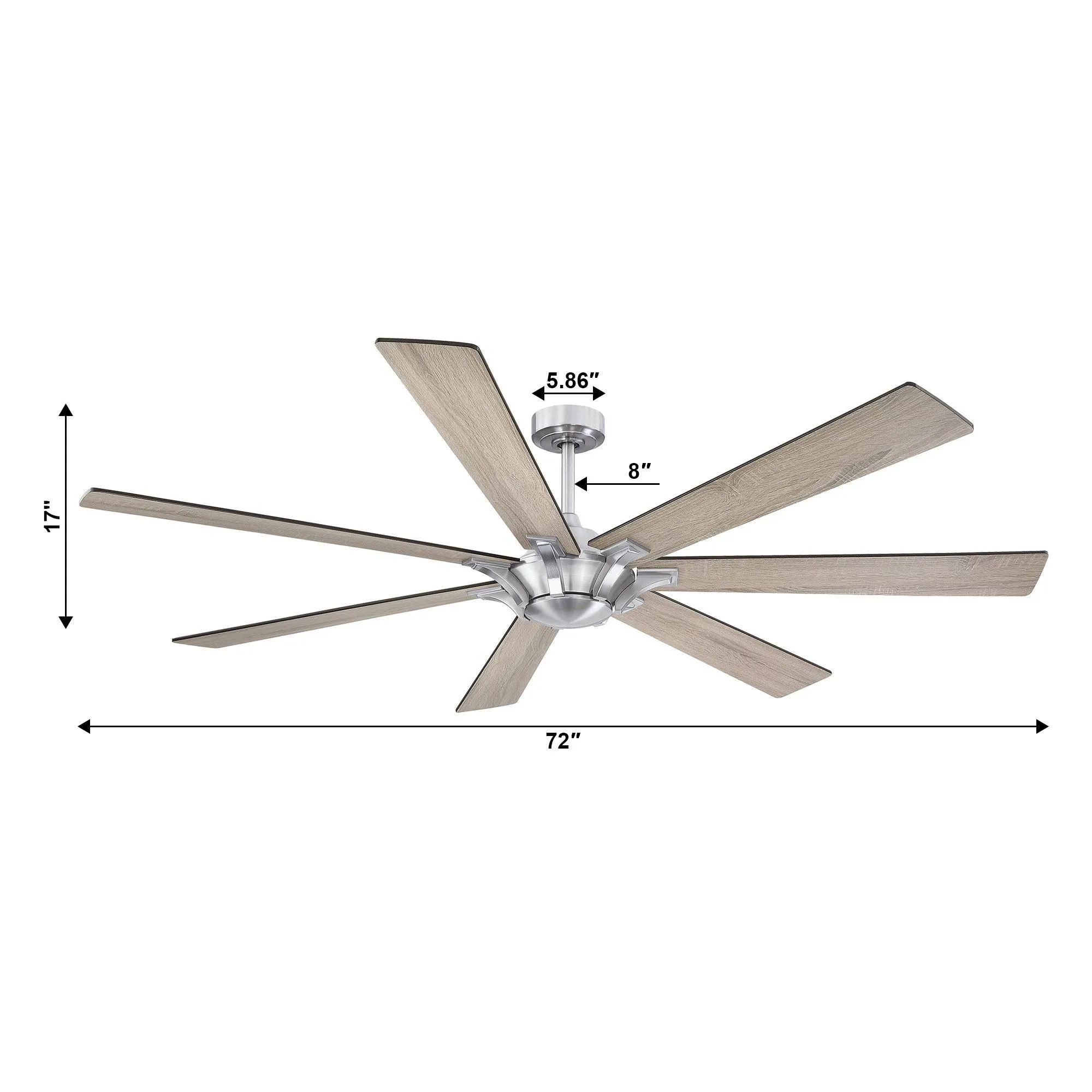 72" Farmhouse DC Motor Brushed Nickel Downrod Mount Reversible Ceiling Fan with Remote Control