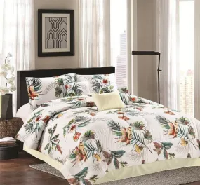 7pc Oversized Floral Palm Printed Comforter Set