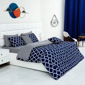 8 PCs Winter Comforter Set-Blue Geometric