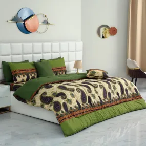 8 PCs Winter Comforter Set-Green Paisleys