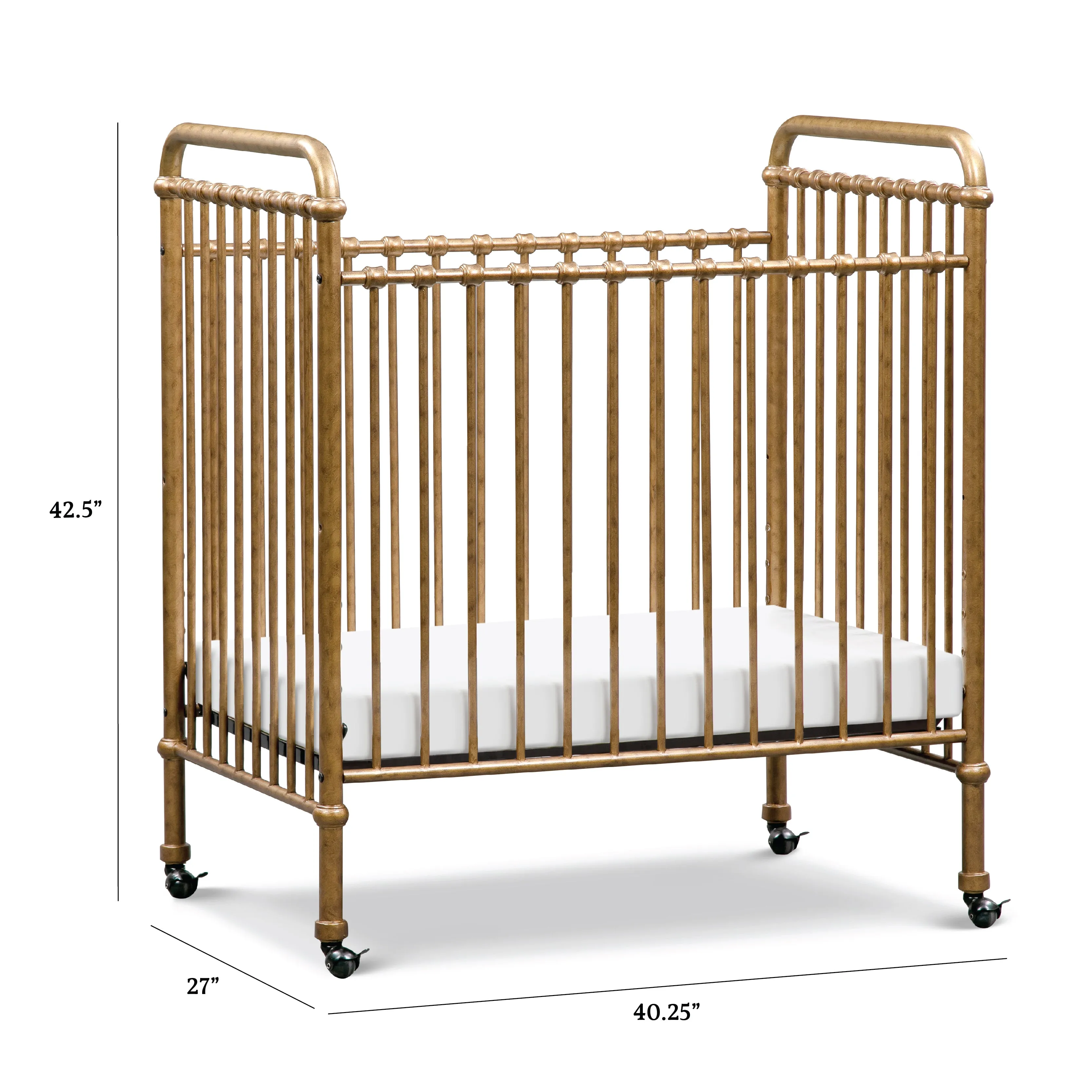 Abigail 3-in-1 Convertible Mini Crib - Vintage Gold