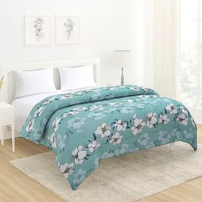 AC Comforter and Bedding Set for Double Bed, Hibiscus Floral Turquoise