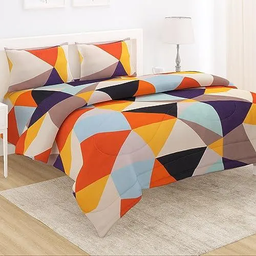 AC Comforter and Bedding Set for Double Bed, Multicolor Abstract Geometric