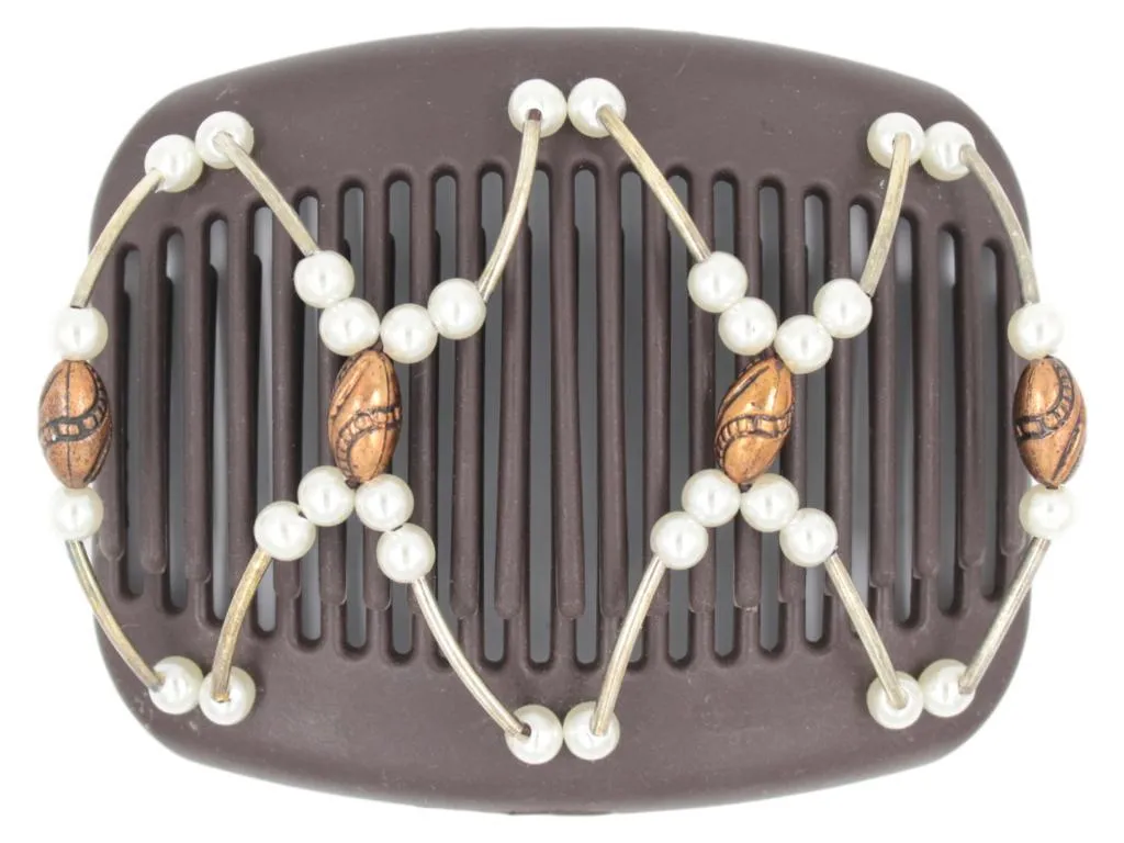 African Butterfly Hair Comb - Beada Tube Brown 48