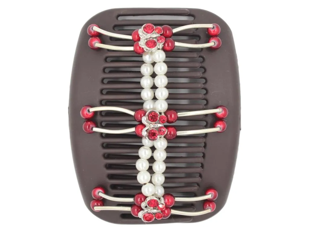 African Butterfly Hair Comb - Flowers Brown 45