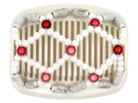 African Butterfly Hair Comb - Ndalena White Pearl 07