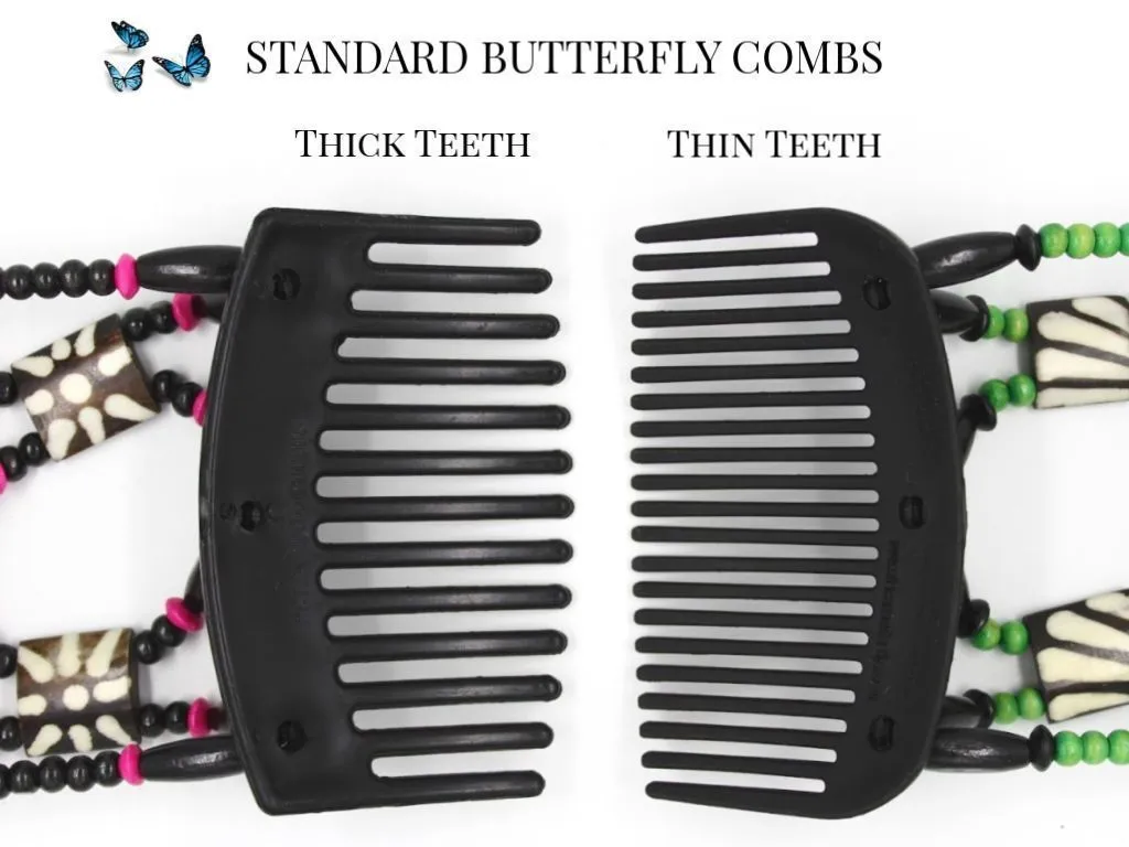 African Butterfly Thick Hair Comb - Ndalena Clear 61