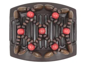 African Butterfly Thick Hair Comb - Ndebele Brown 155