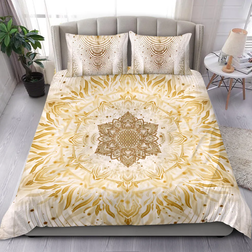 Aligned Flower - White  | Bedding Set | Yantrart Design