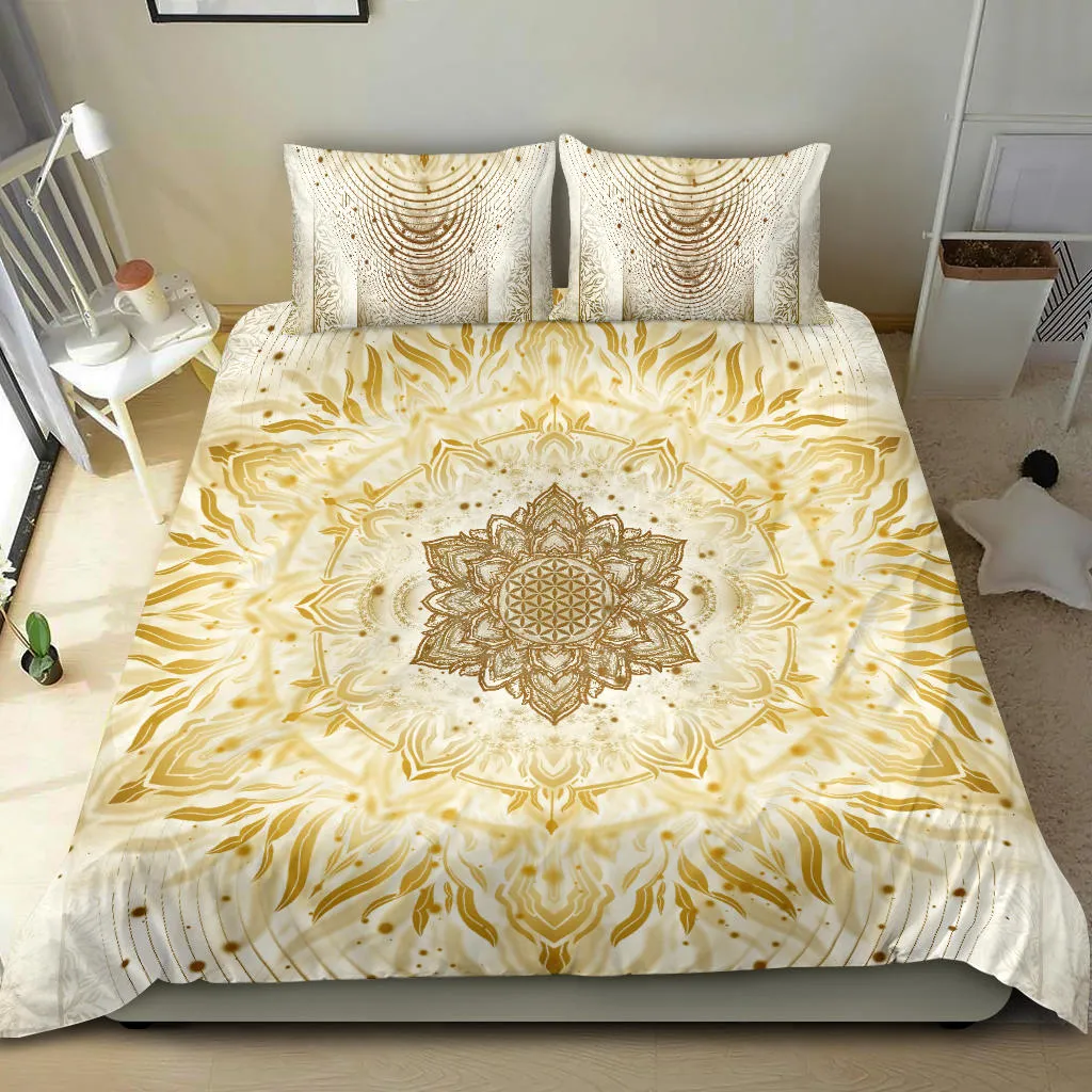 Aligned Flower - White  | Bedding Set | Yantrart Design