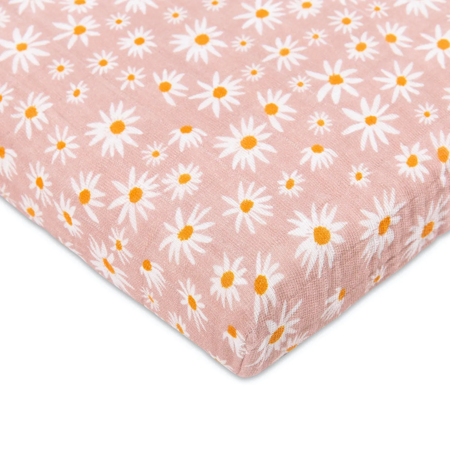 All-Stages Midi Crib Sheet in GOTS Certified Organic Muslin Cotton - Daisy