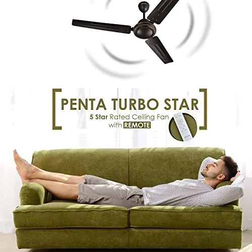 Anchor by Panasonic Penta Turbo High Speed BLDC Ceiling Fan with Remote | 5 Star Rated 1200mm (48 Inch) Ceiling Fan for Home (2 Yrs Warranty) (Smoke Brown, 14992SBR)