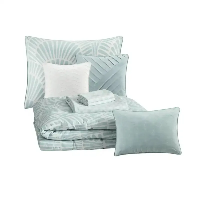 Aqua Conway 10-Piece Bed in a Bag Comforter Set