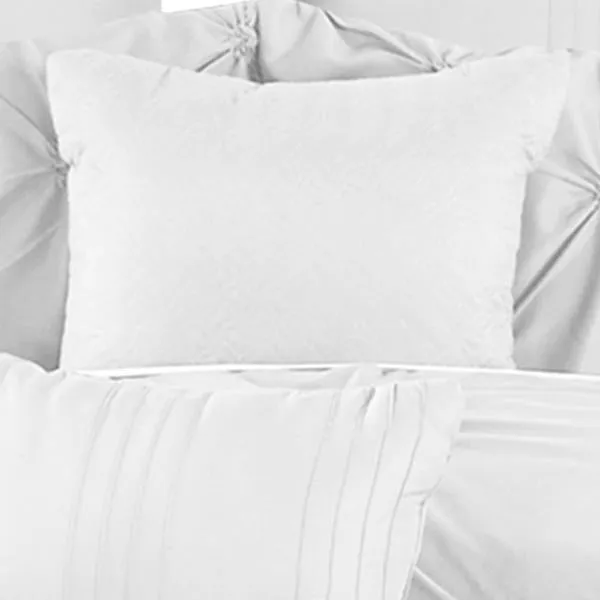 Benzara 8 Piece Queen Polyester Comforter Set with Diamond Tufting, White