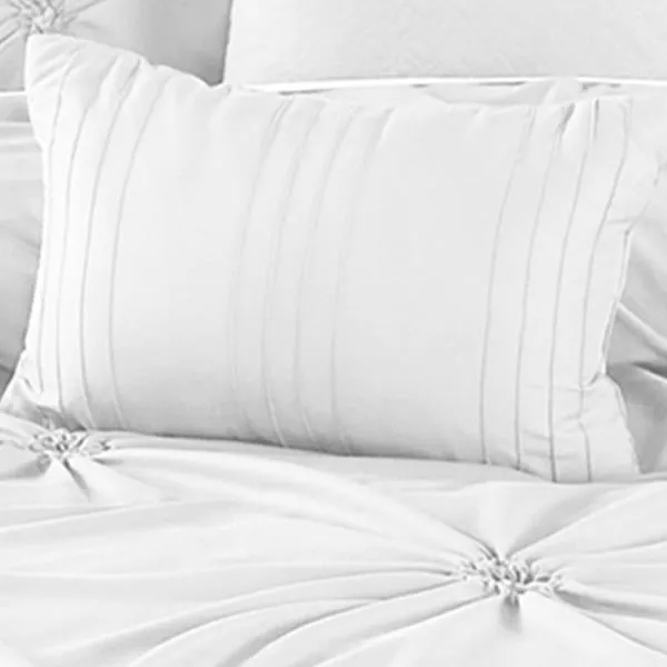 Benzara 8 Piece Queen Polyester Comforter Set with Diamond Tufting, White