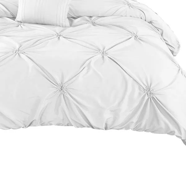 Benzara 8 Piece Queen Polyester Comforter Set with Diamond Tufting, White