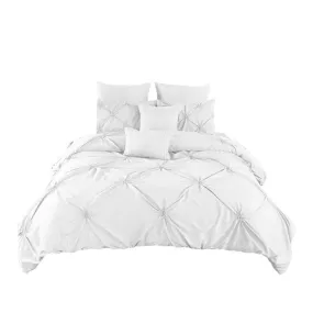 Benzara 8 Piece Queen Polyester Comforter Set with Diamond Tufting, White