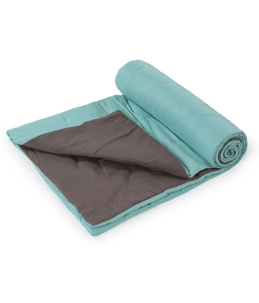 Blue & Grey Solid Double Comforter (220 X 210 Cm, Aqua)