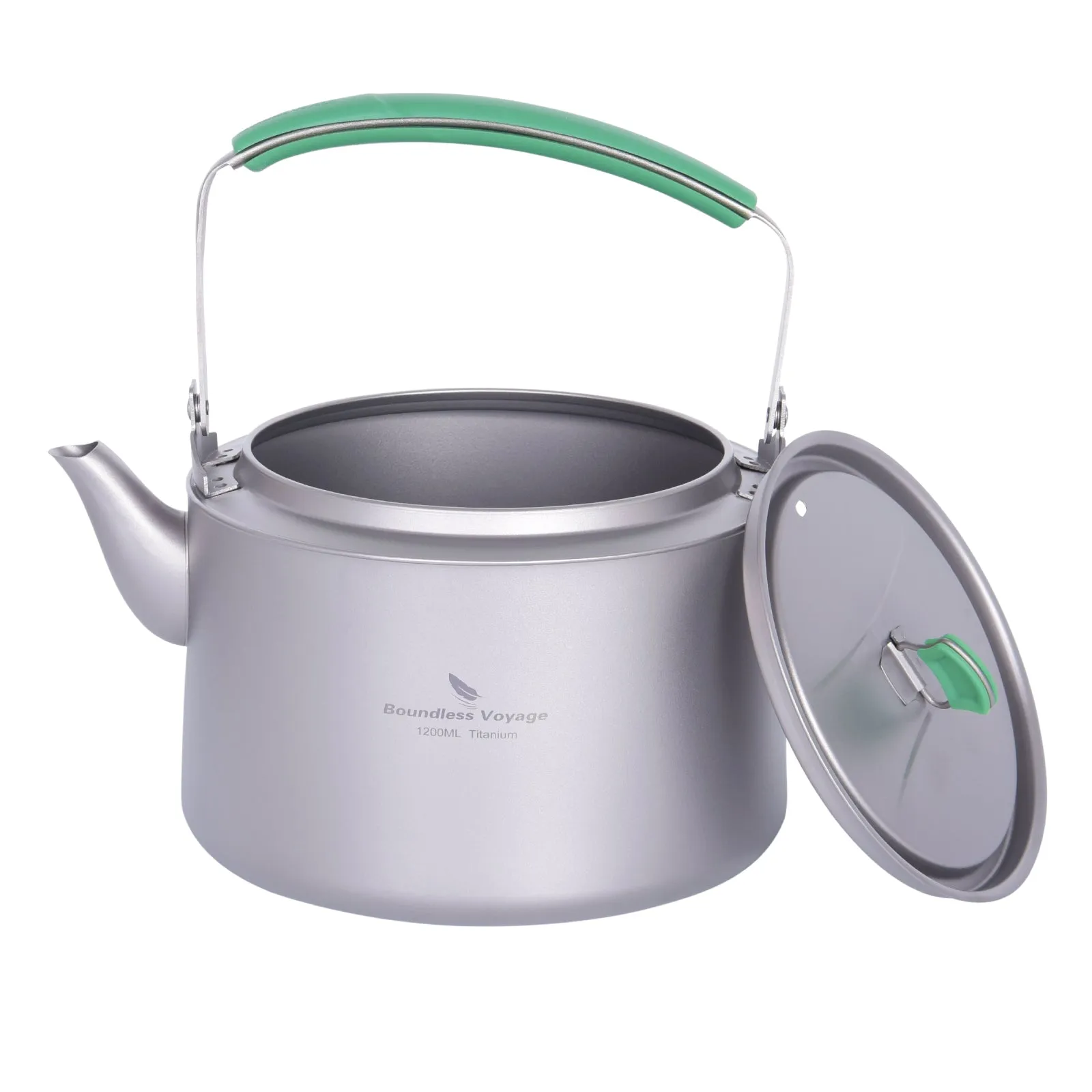 Boundless Voyage 1.2L Camping Titanium Kettle with Folding Handle & Filter Big Capacity Pot Cooking Outdoor Mess Kit Pot