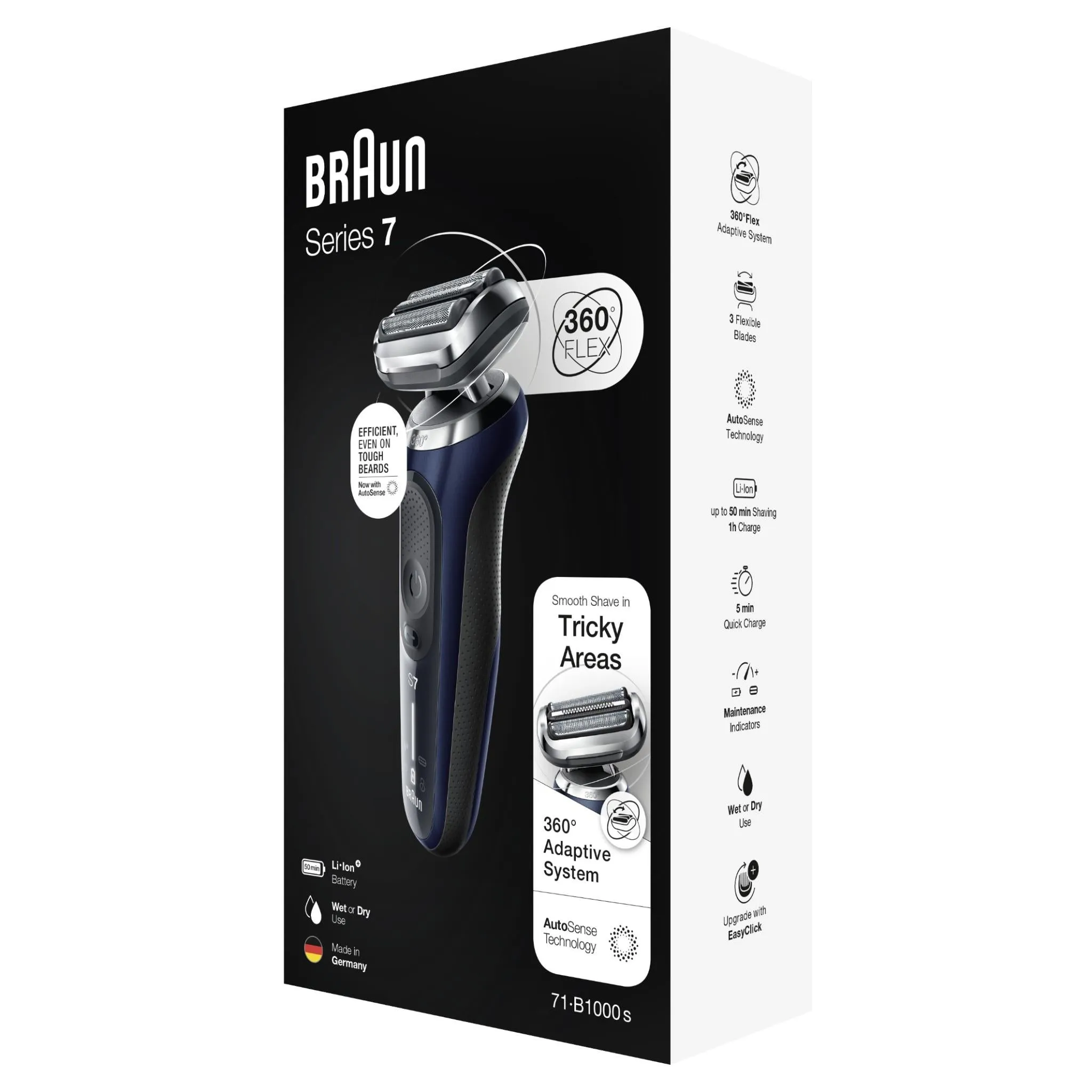 Braun 71-B1000s Series 7 Wet & Dry Electric Shaver (Blue)