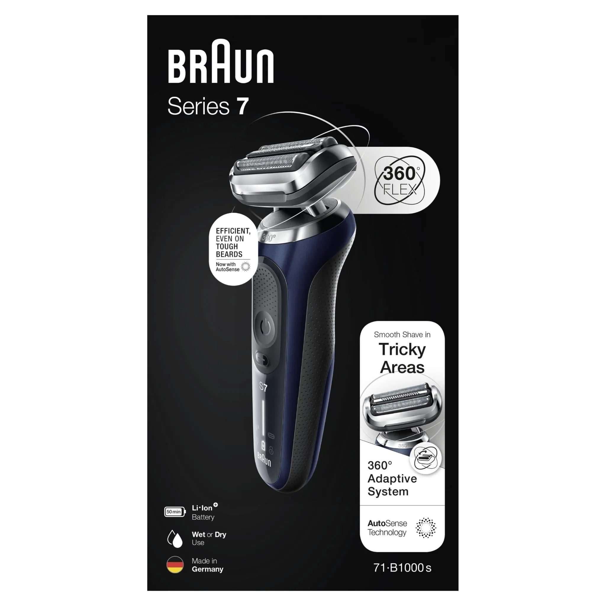 Braun 71-B1000s Series 7 Wet & Dry Electric Shaver (Blue)