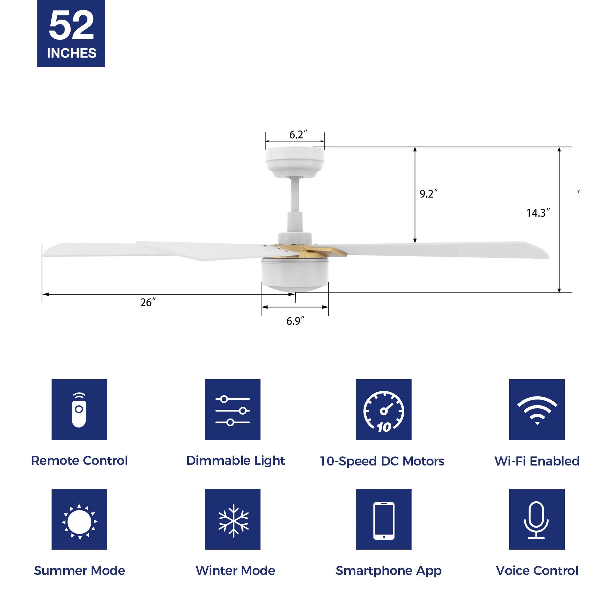 Brescia Smart Ceiling Fan with LED Light and Remote Outdoor/Indoor 52"