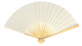 BULK PACK (50) 9" White Silk Hand Fans for Weddings