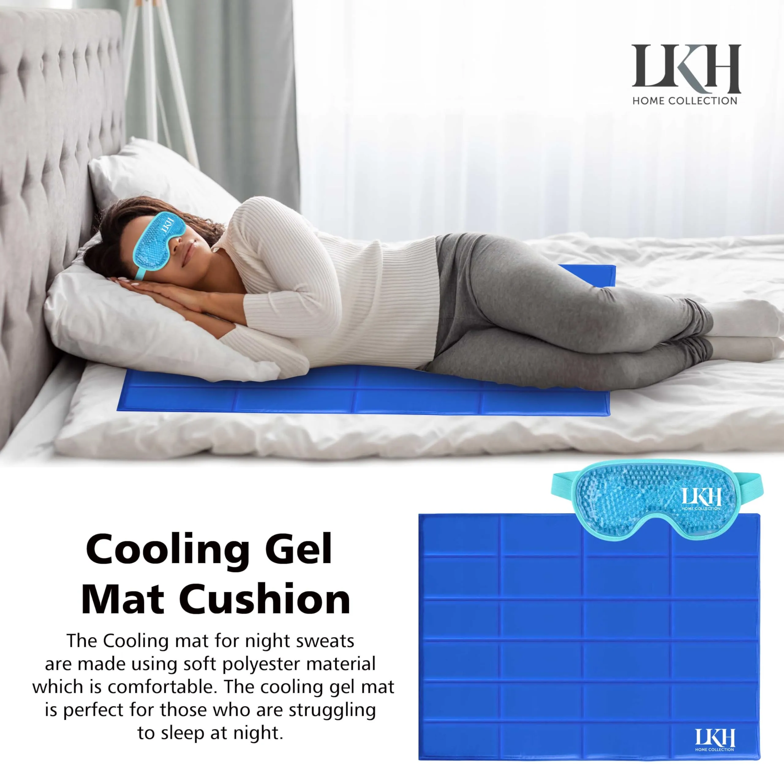 Cooling Gel Mattress With Cooling Eye Mask Body Mat - 90x60CM