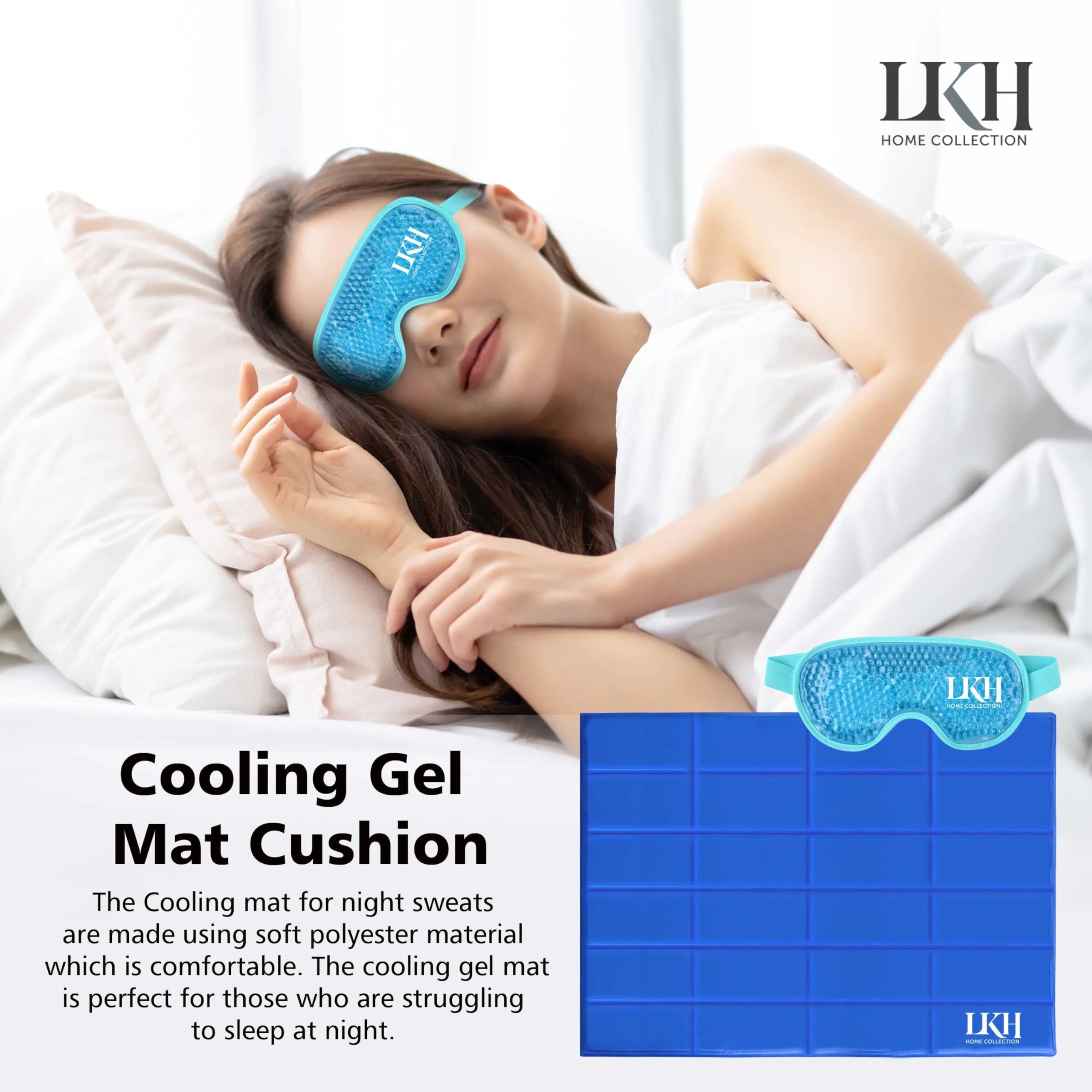 Cooling Gel Mattress With Cooling Eye Mask Body Mat - 90x60CM