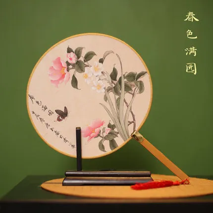 Cotton And Linen Hand-made Bamboo Bone Classical Chinese Fan Single Side 106